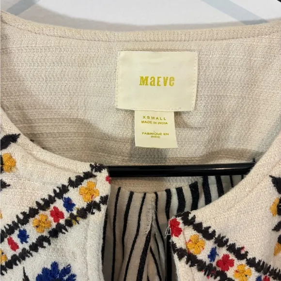 Maeve by Anthropologie XS Kirian Embroidered Crop Jacket Spring Business Casual