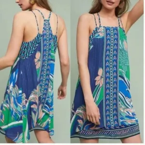 Maeve Tropical Blue Green Lightweight Sleeveless Dress