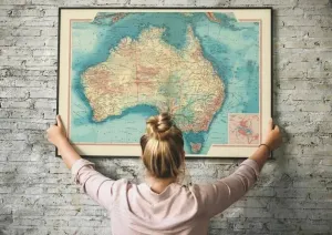 Map of Australia| Map Wall Decor| Vintage Map Wall Art
