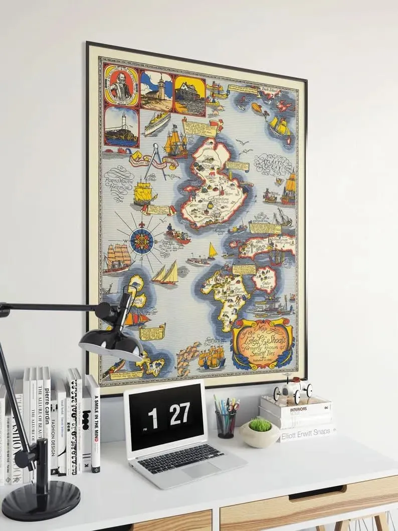 Map of the Isles of Shoals| Vintage Wall Map Prints