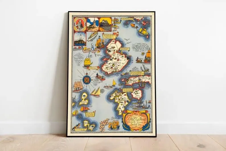 Map of the Isles of Shoals| Vintage Wall Map Prints