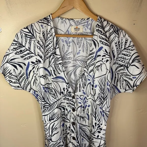 Marine Layer Camila Mini Dress in Blue And White Stripe Size Large Nautical Boho