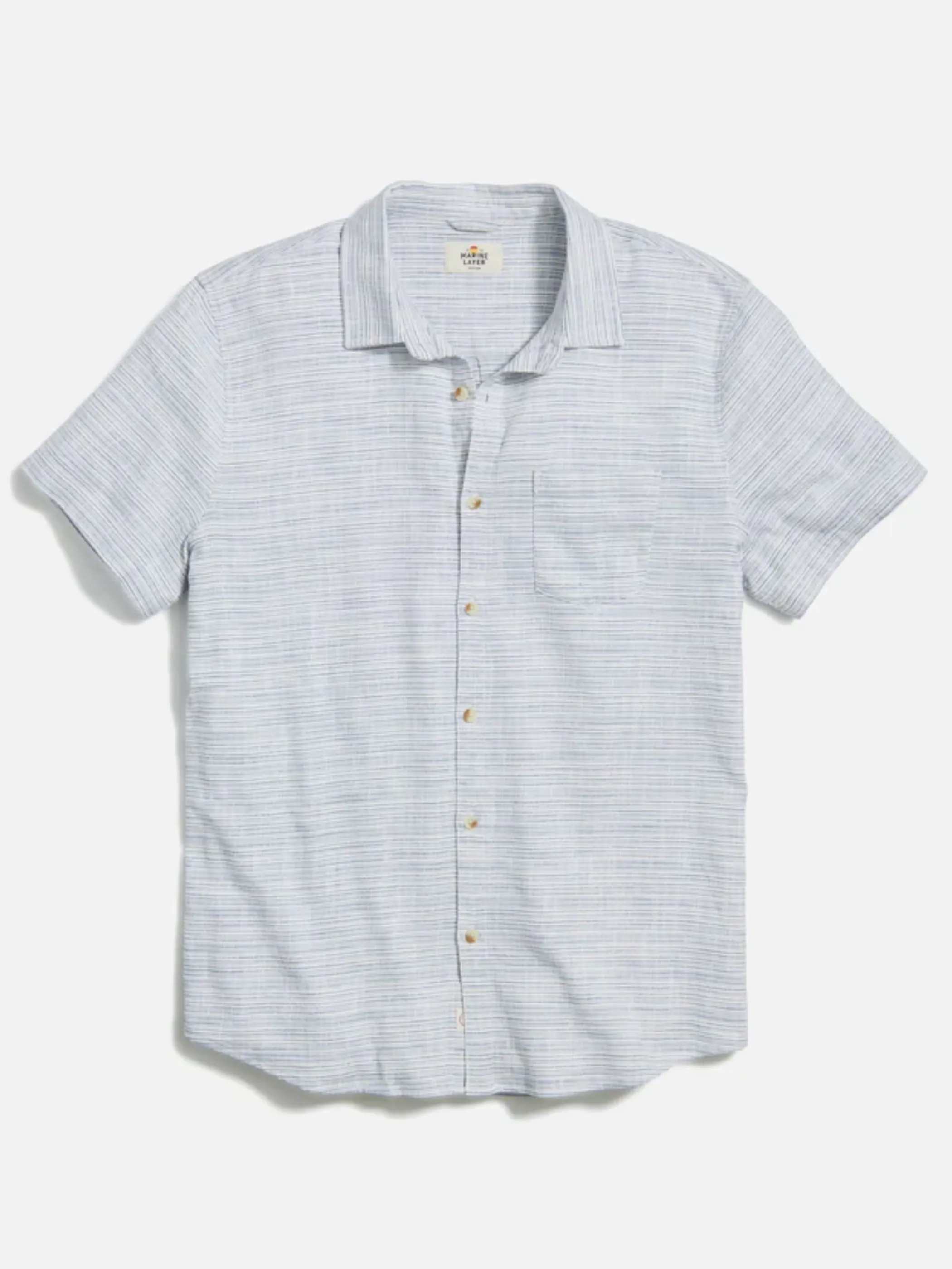 Marine Layer Classic Stretch Selvage Shirt - Blue Mini Stripe