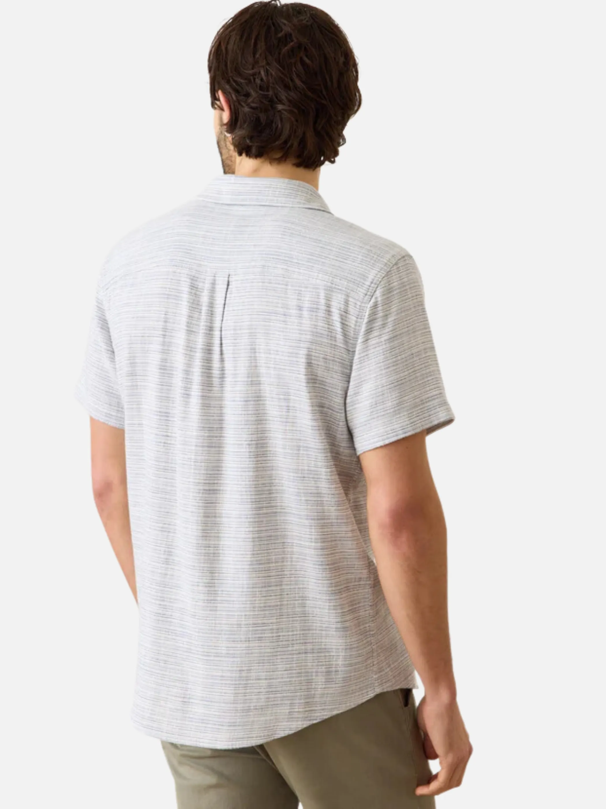 Marine Layer Classic Stretch Selvage Shirt - Blue Mini Stripe