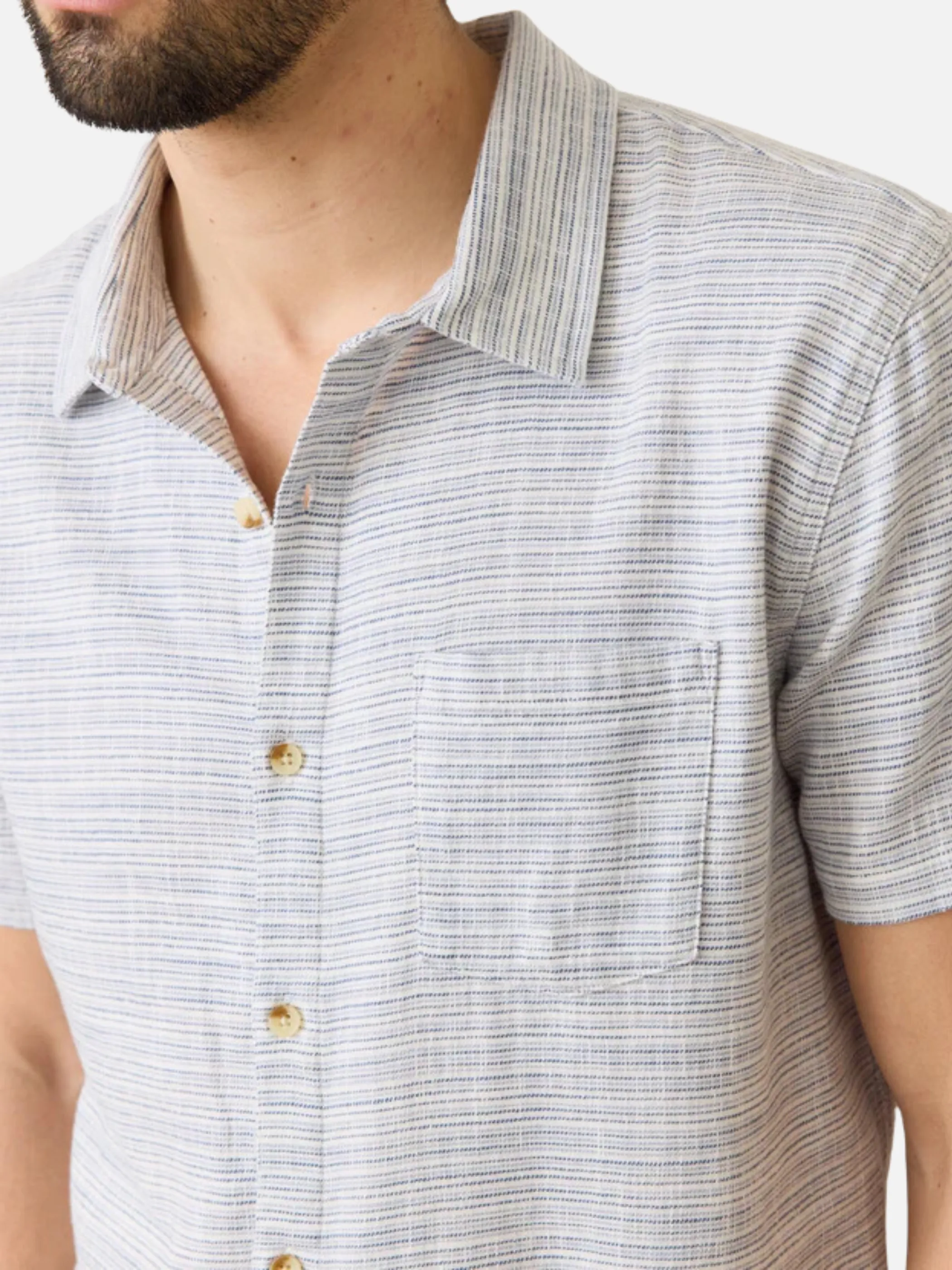 Marine Layer Classic Stretch Selvage Shirt - Blue Mini Stripe