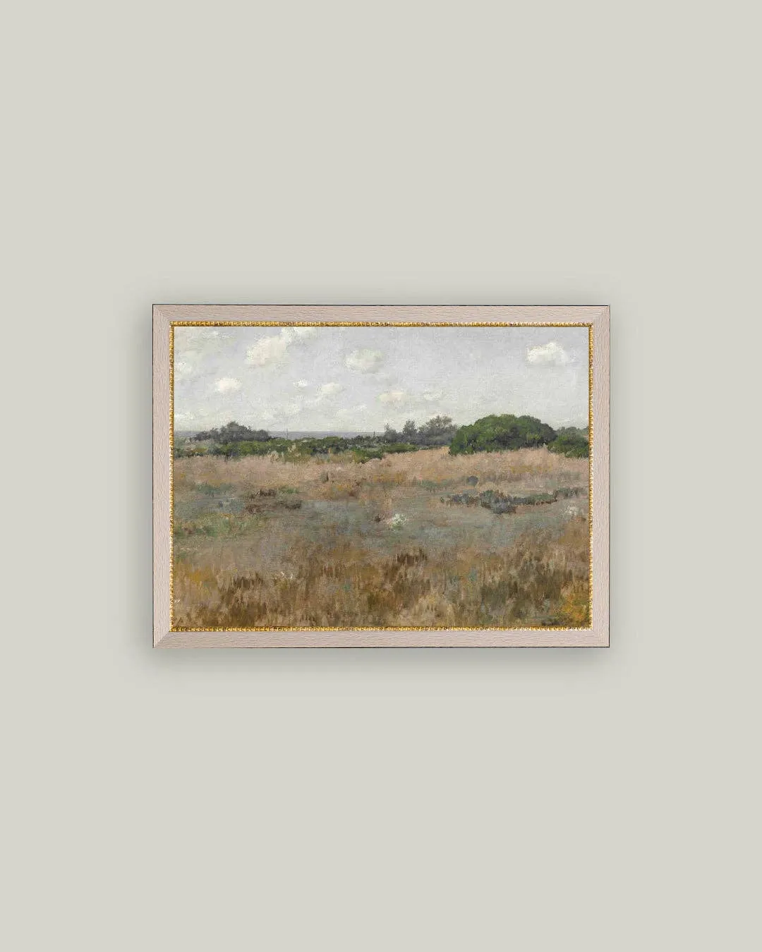 Meadow by the Shoreline Framed Antique Art