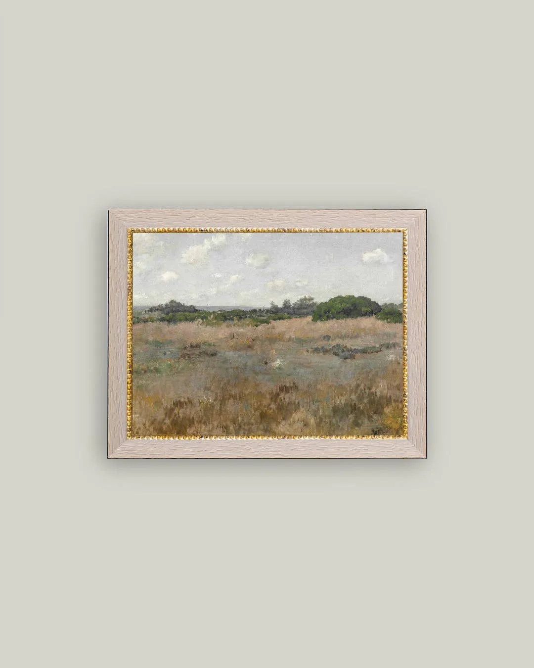 Meadow by the Shoreline Framed Antique Art
