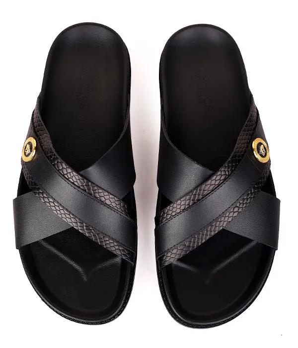 Medusa Crested Logo Criss_cross Cover Slide|Black