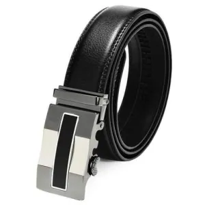 Men Automatic Buckle Leather Business Black Belt