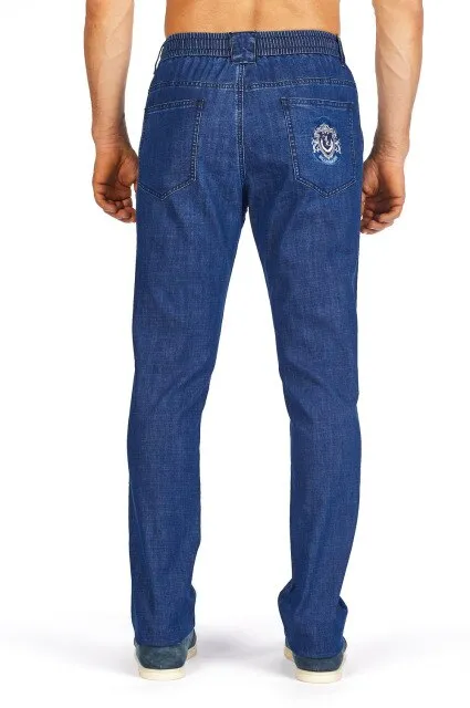 men  comfort embroidery pattern soild color jeans