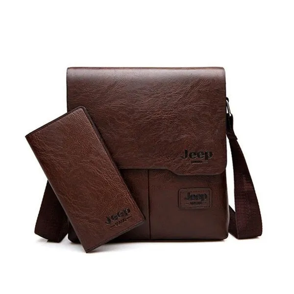 Men Leather Messenger Shoulder Bag Business Crossbody Casual Bag