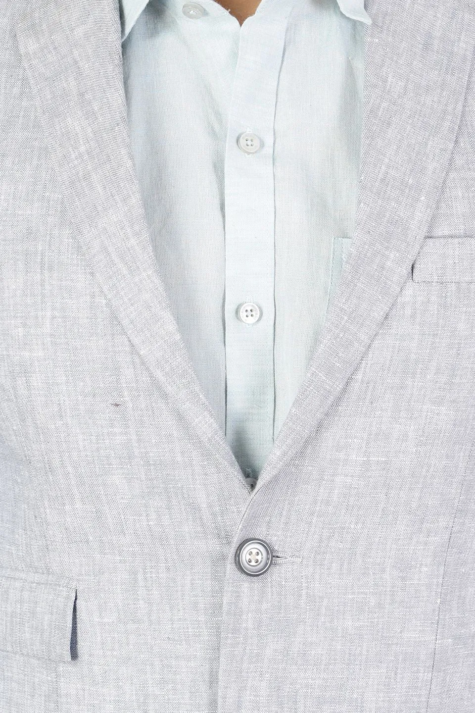 Men Linen Silver 2 Piece Suit