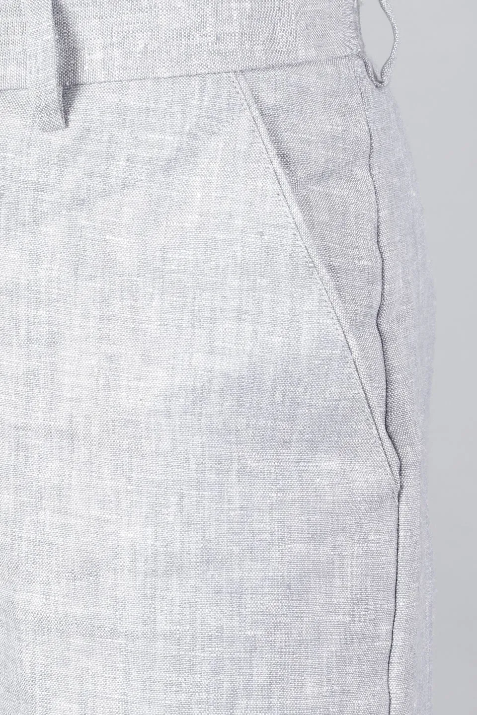 Men Linen Silver 2 Piece Suit