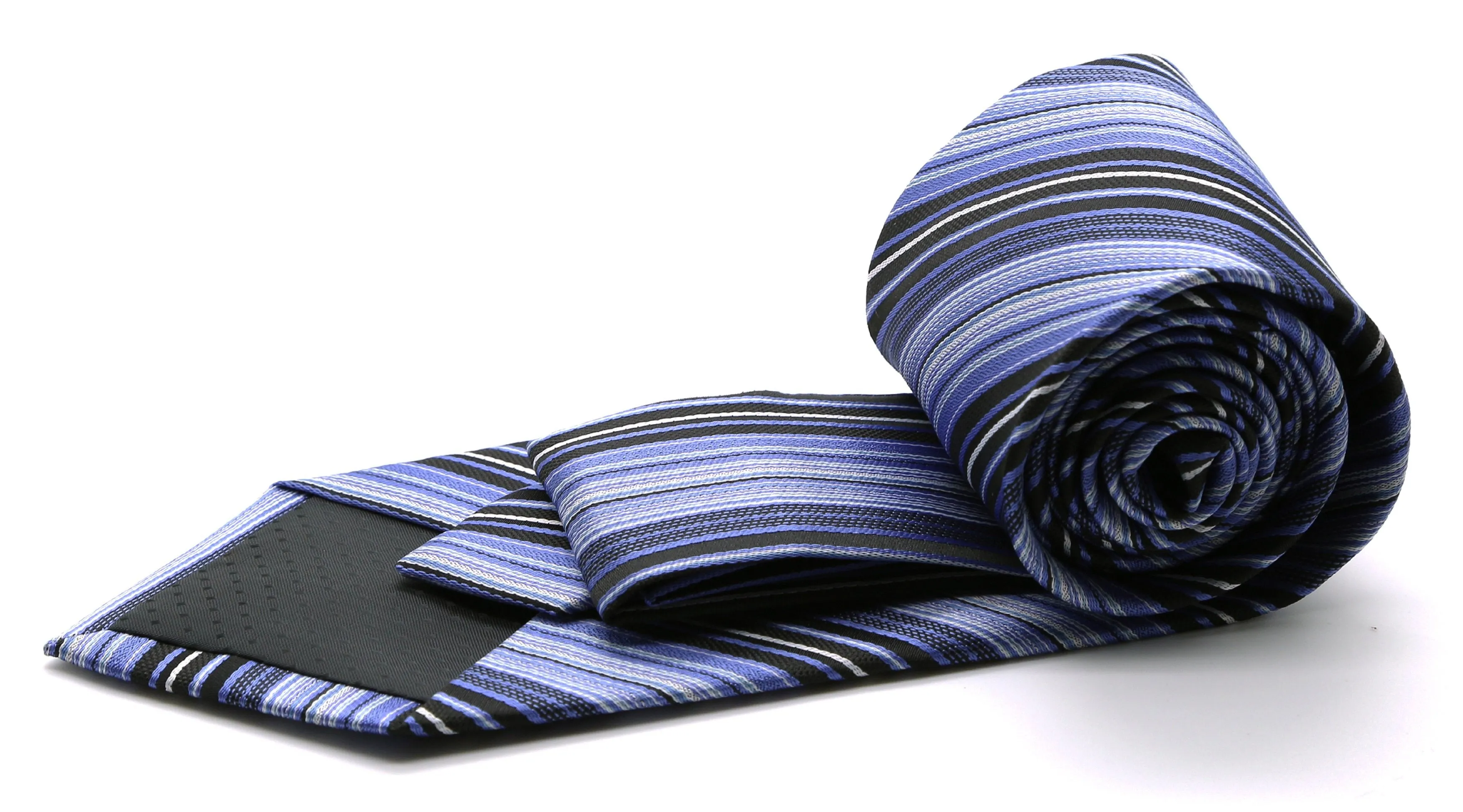 Mens Dads Classic Blue Striped Pattern Business Casual Necktie & Hanky Set S-8