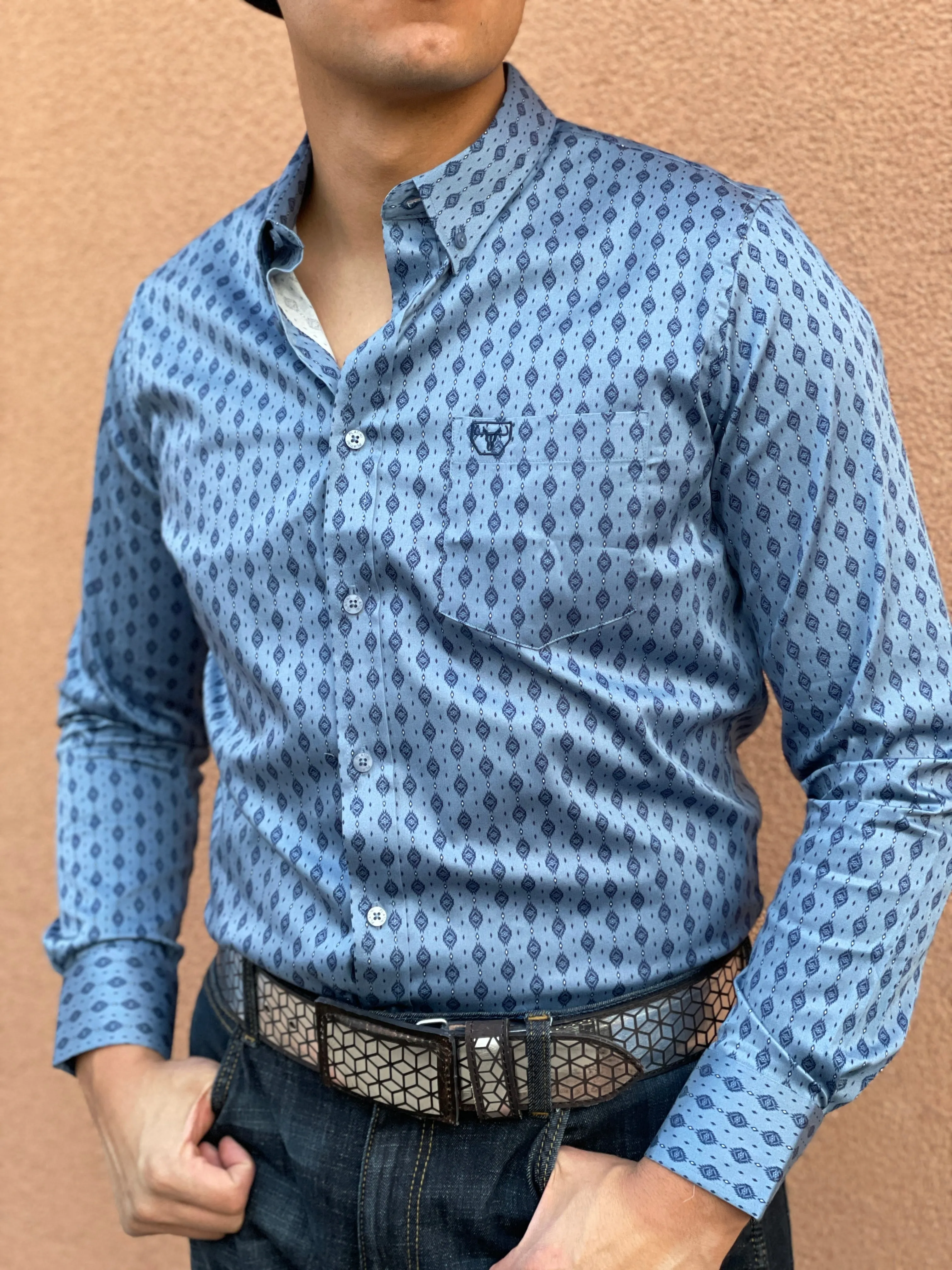 Men’s Platini Blue Rustic Casual Shirt