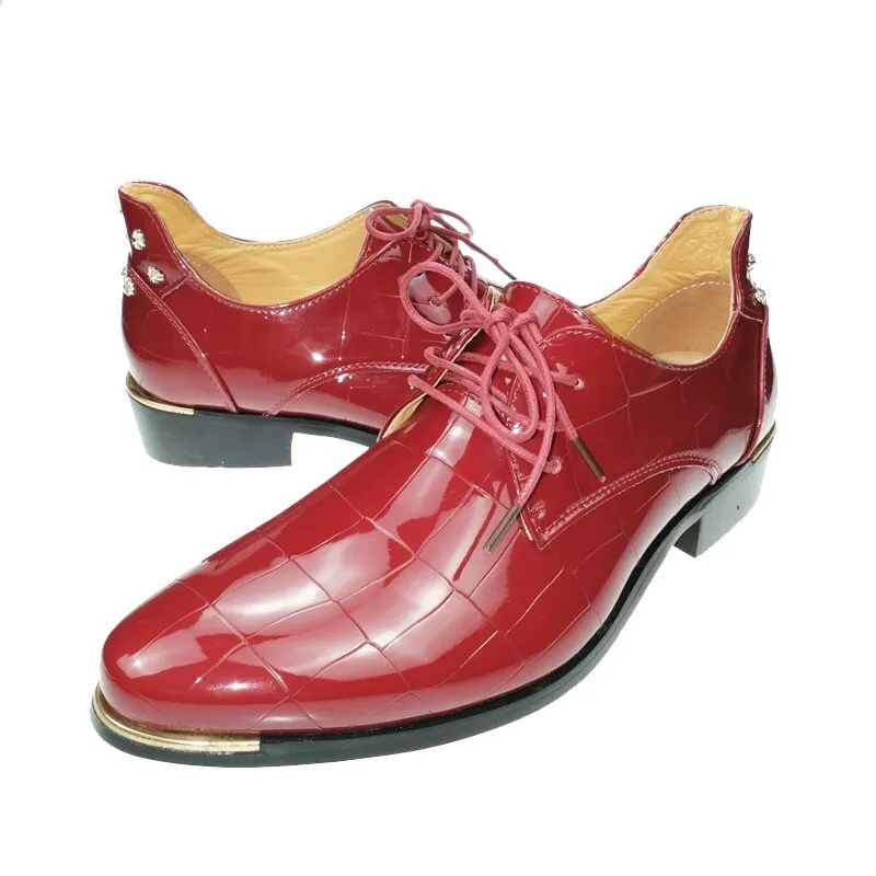 Mens Pointy Toe Patent Leather Business Wedding Shoes
