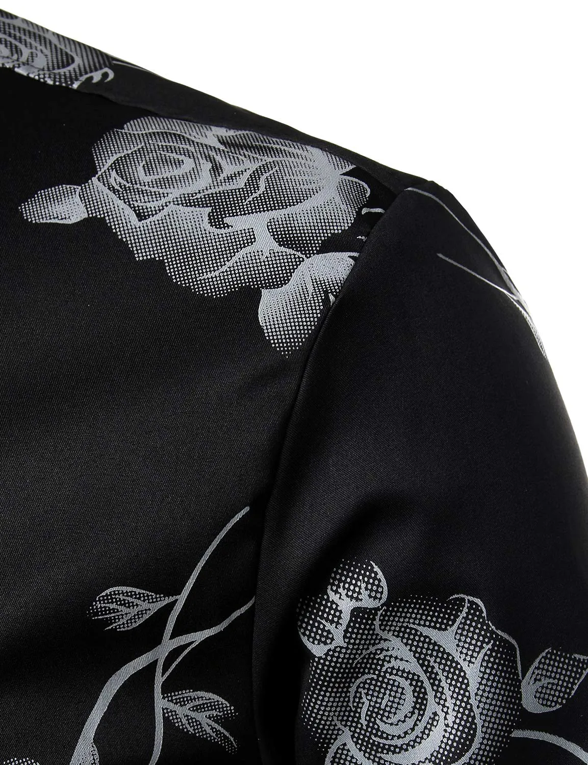 Men's Rose Floral Print Button Up Casual Long Sleeve Dress Shirt