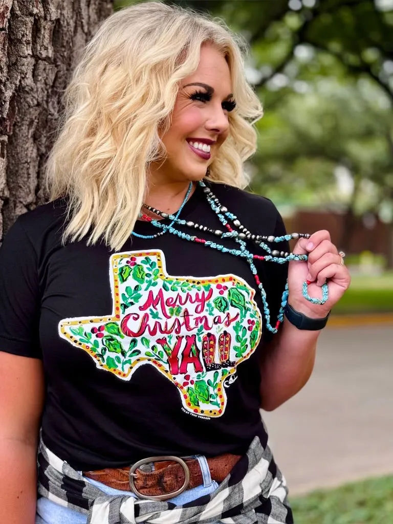 Merry Christmas Y’all Vintage Black Tee