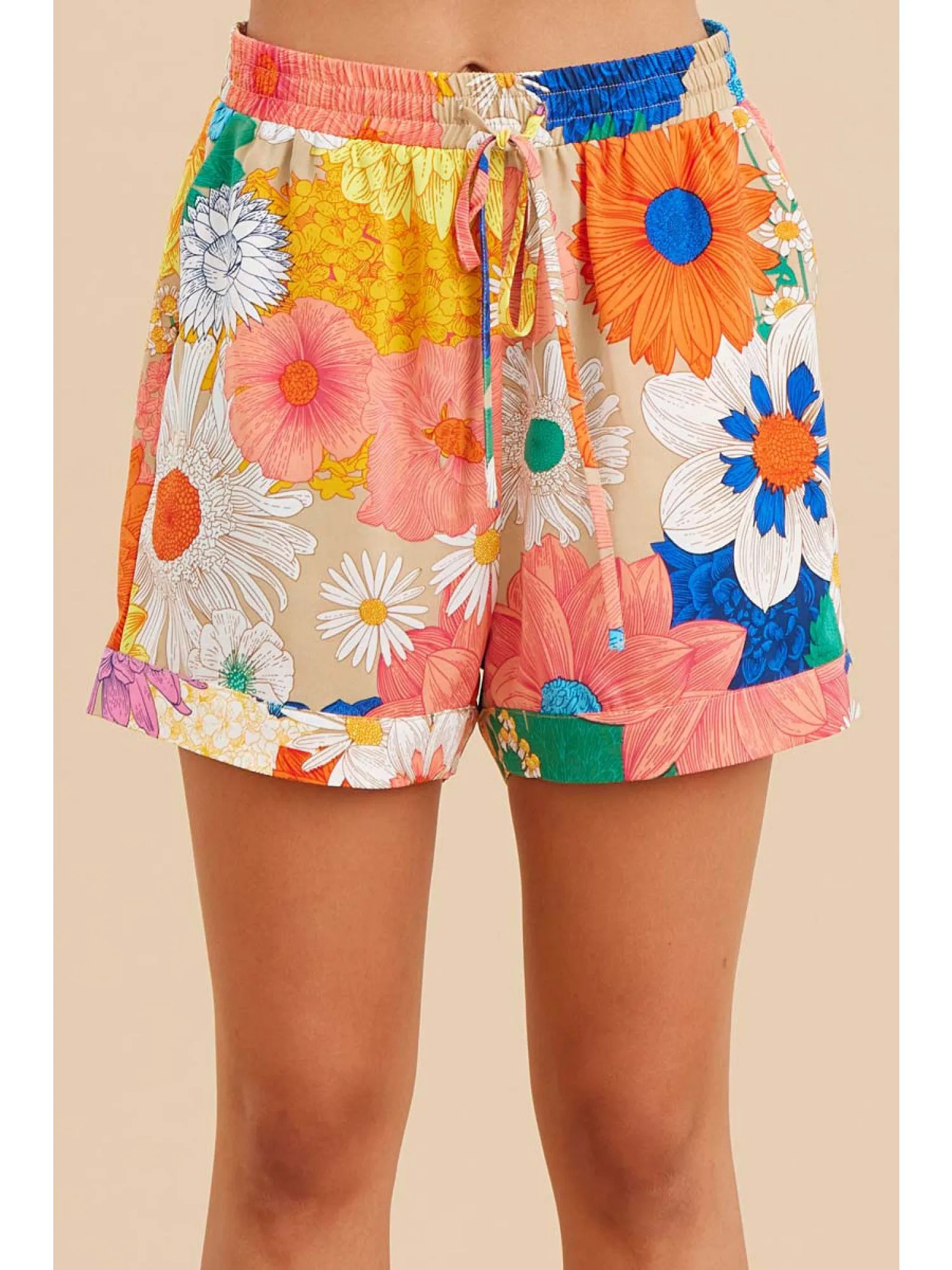 Miami Floral Shorts - Taupe