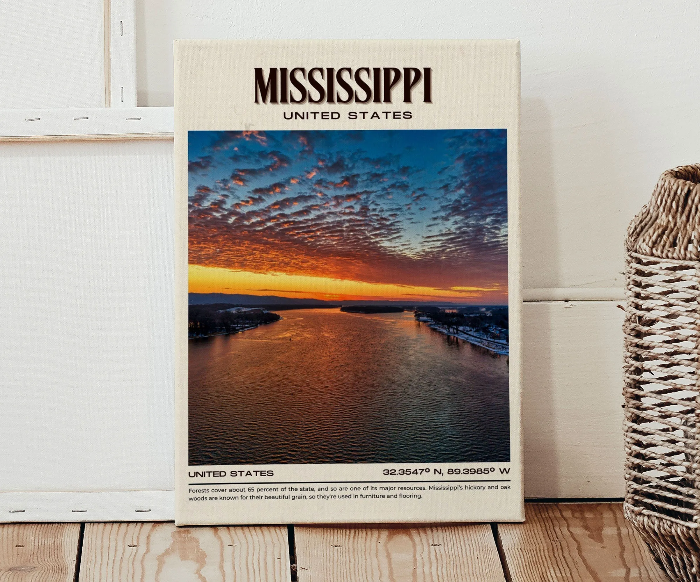 Mississippi Vintage Wall Art, USA