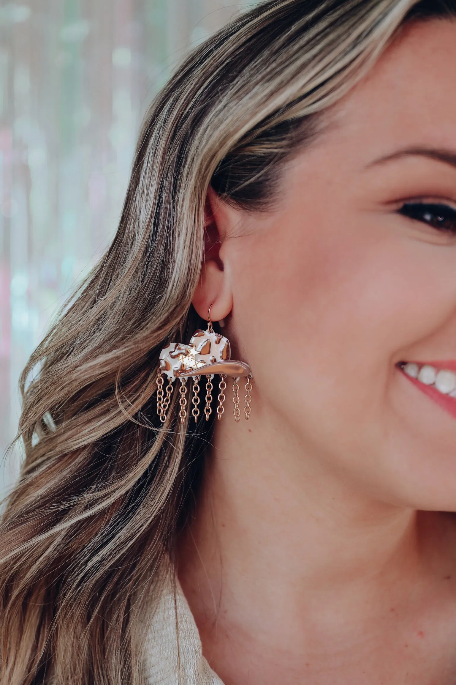 Montana Cowboy Hat Earrings - Brown