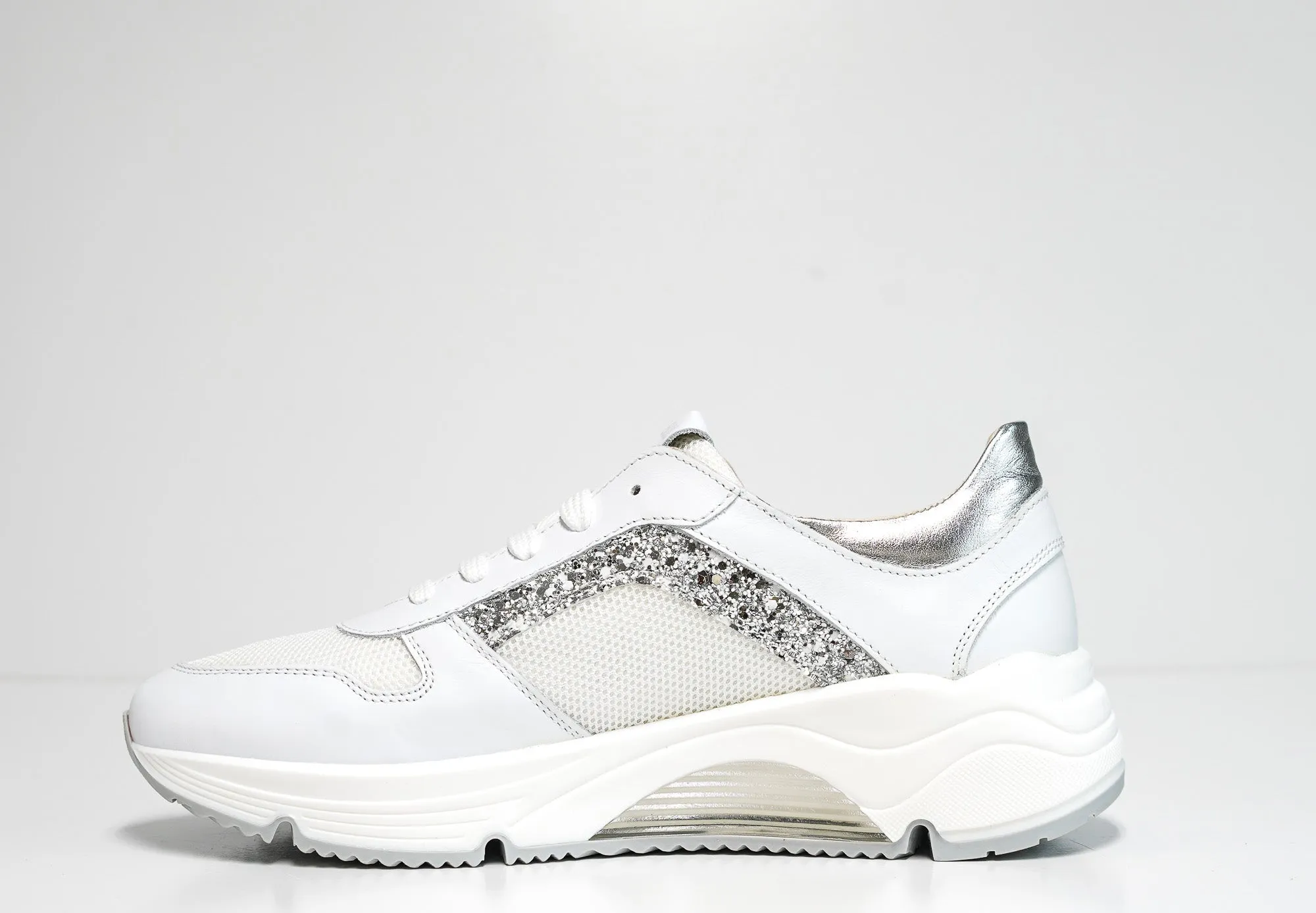 Morelli Women's White Glitter Sneaker 50780   40% OFF