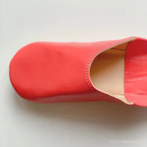 Moroccan Babouche Slippers Coral