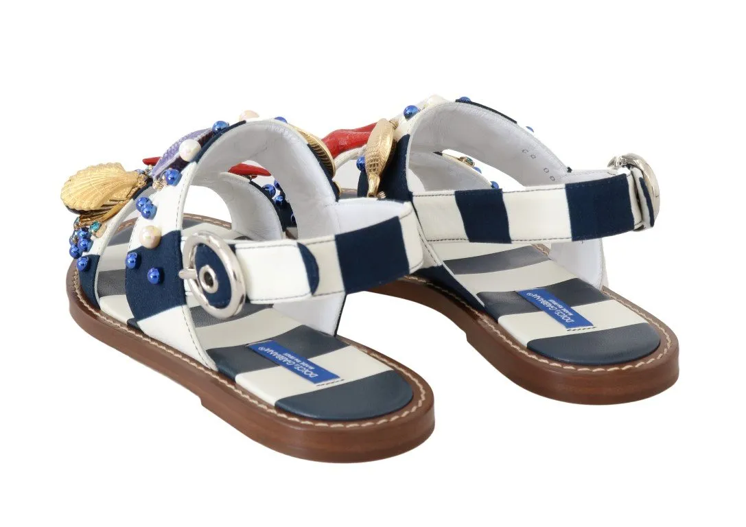 Multicolor Leather Crystal Sandals