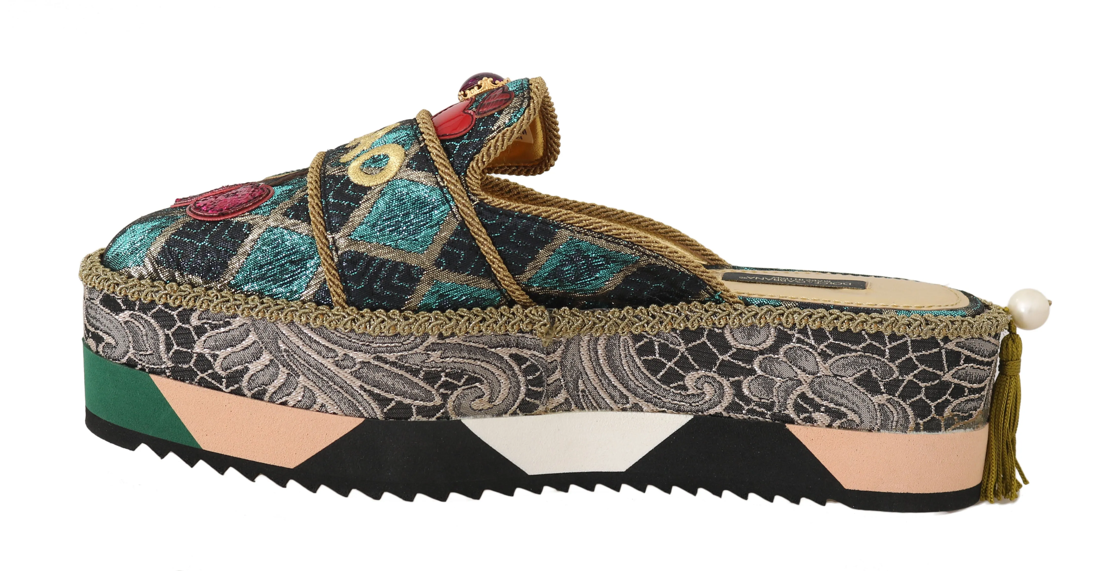 Multicolor Leather Crystal Shiny Slides