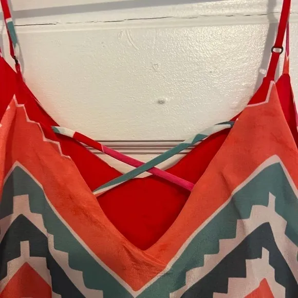 MYNE pink blue red chevron silk casual Dress S