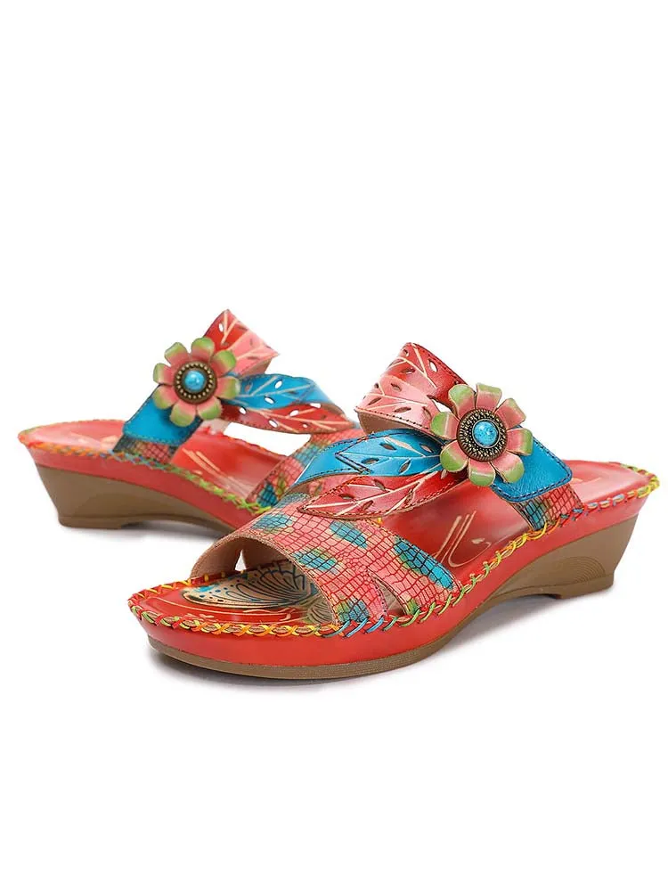Natasha Vintag Floral Embossing Slippers