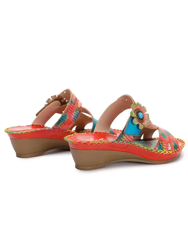 Natasha Vintag Floral Embossing Slippers