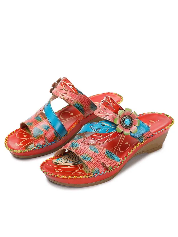 Natasha Vintag Floral Embossing Slippers