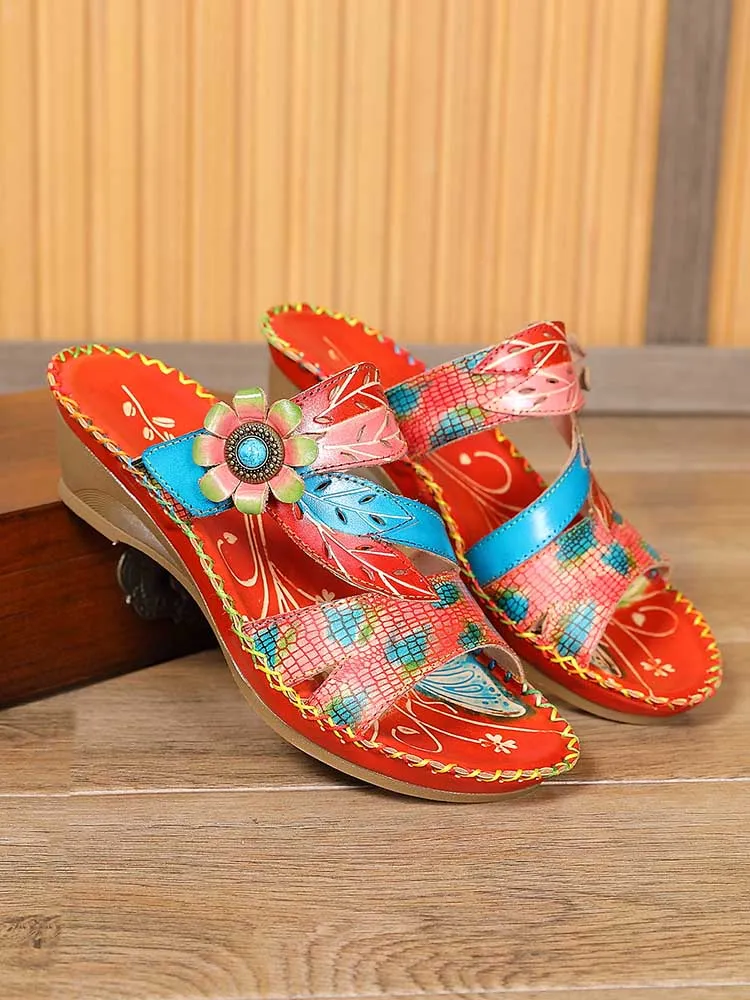Natasha Vintag Floral Embossing Slippers