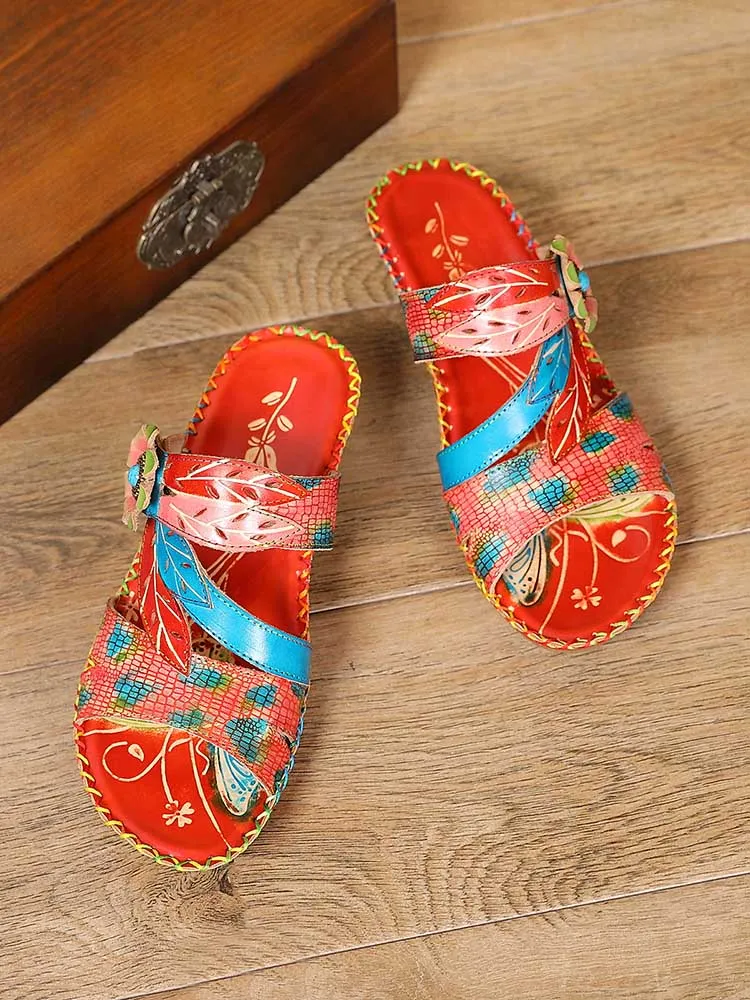 Natasha Vintag Floral Embossing Slippers