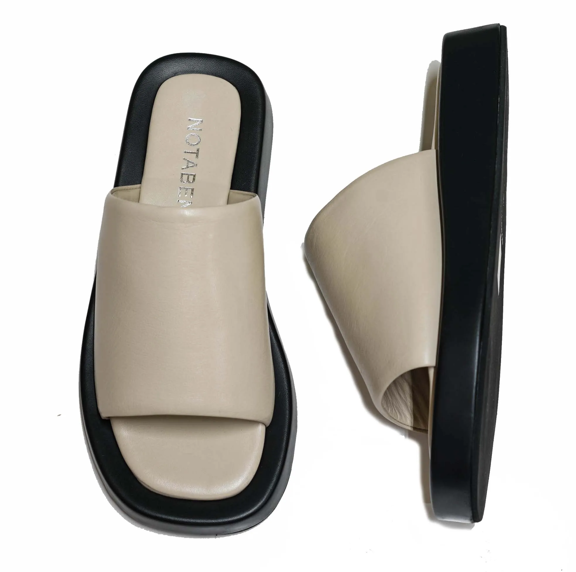 N.B.Montergade Women’s Cream Leather Slides EVA