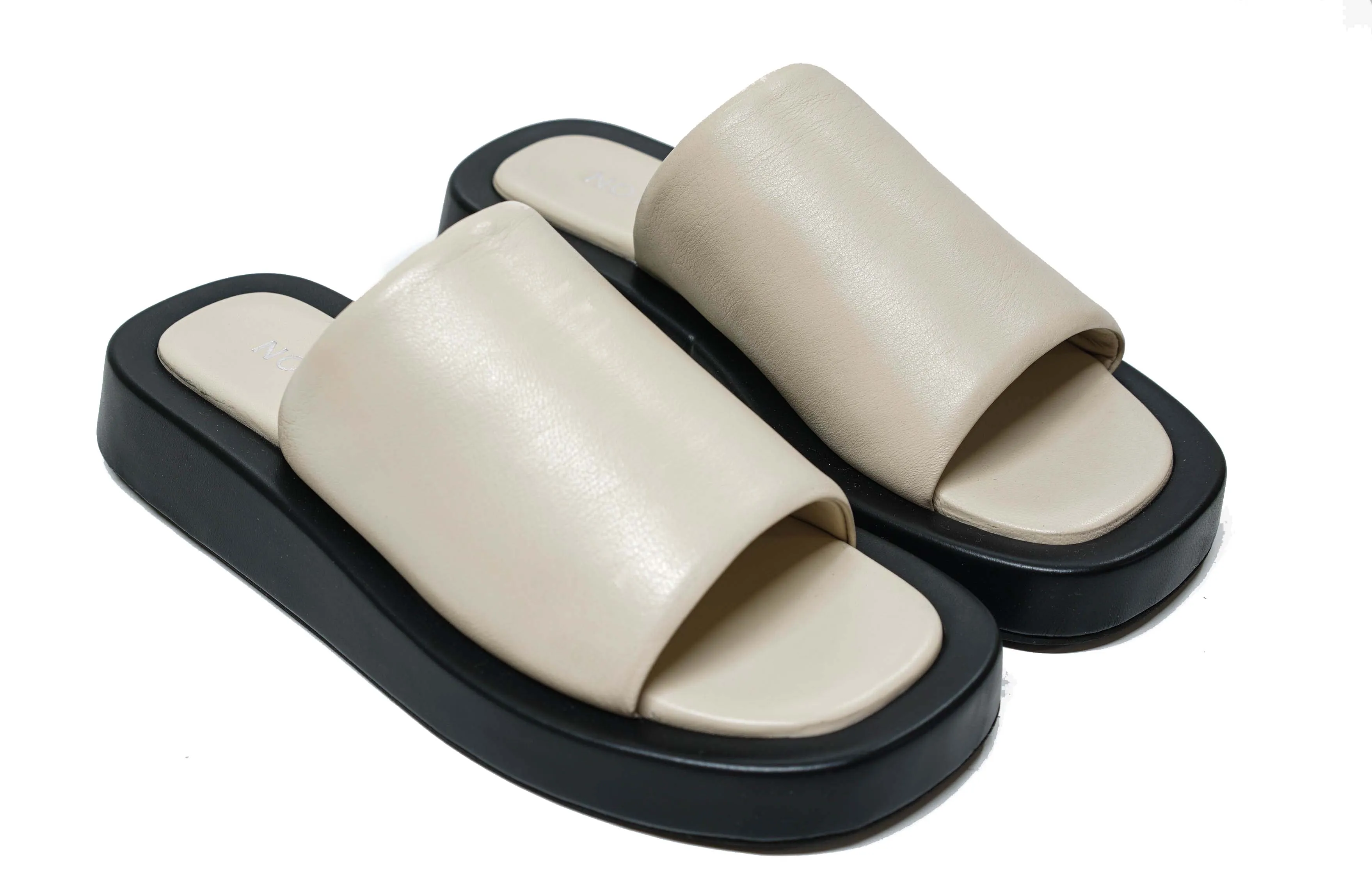 N.B.Montergade Women’s Cream Leather Slides EVA