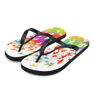 Neon Birds in Flight - Flip-Flops