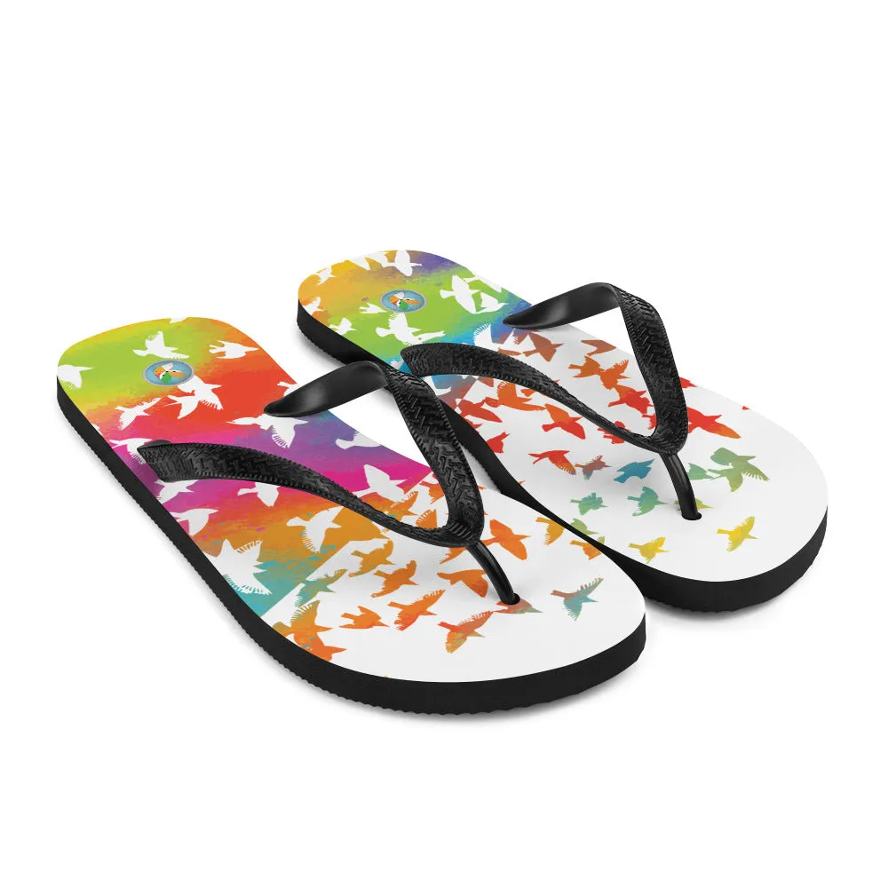 Neon Birds in Flight - Flip-Flops