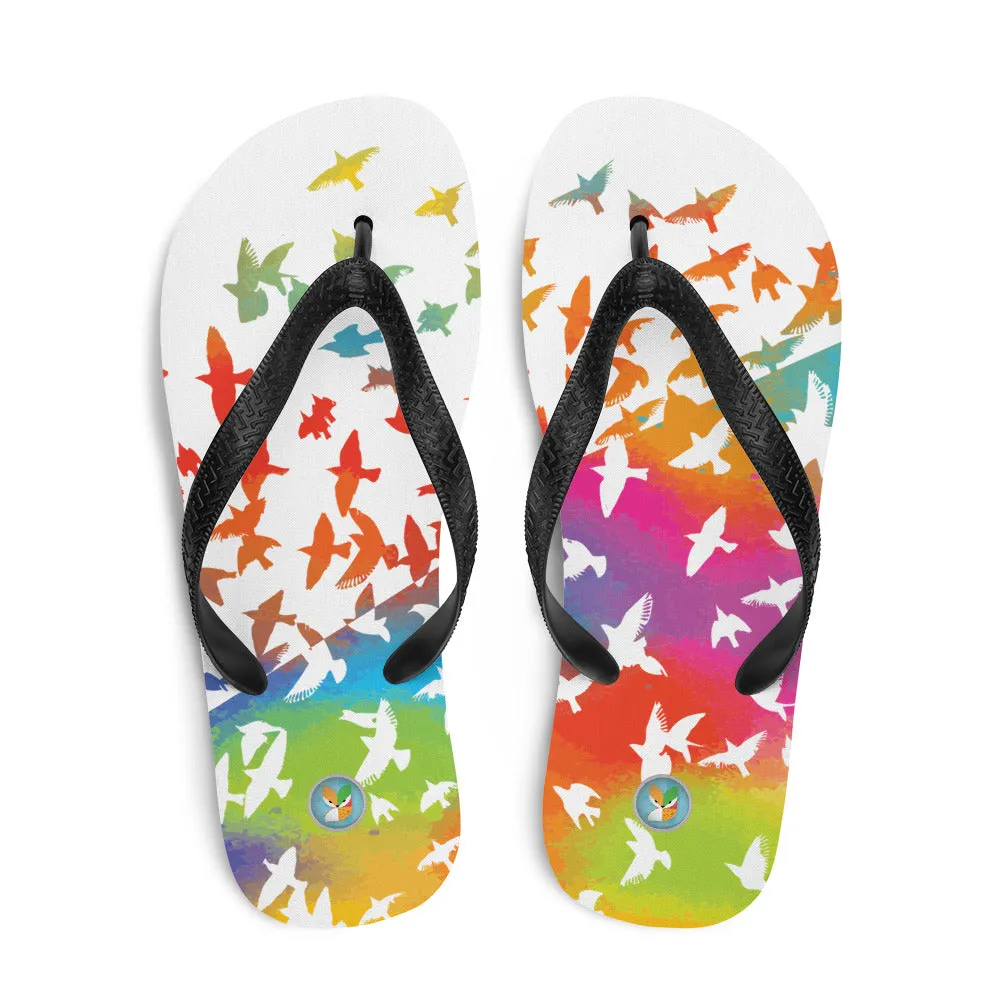 Neon Birds in Flight - Flip-Flops