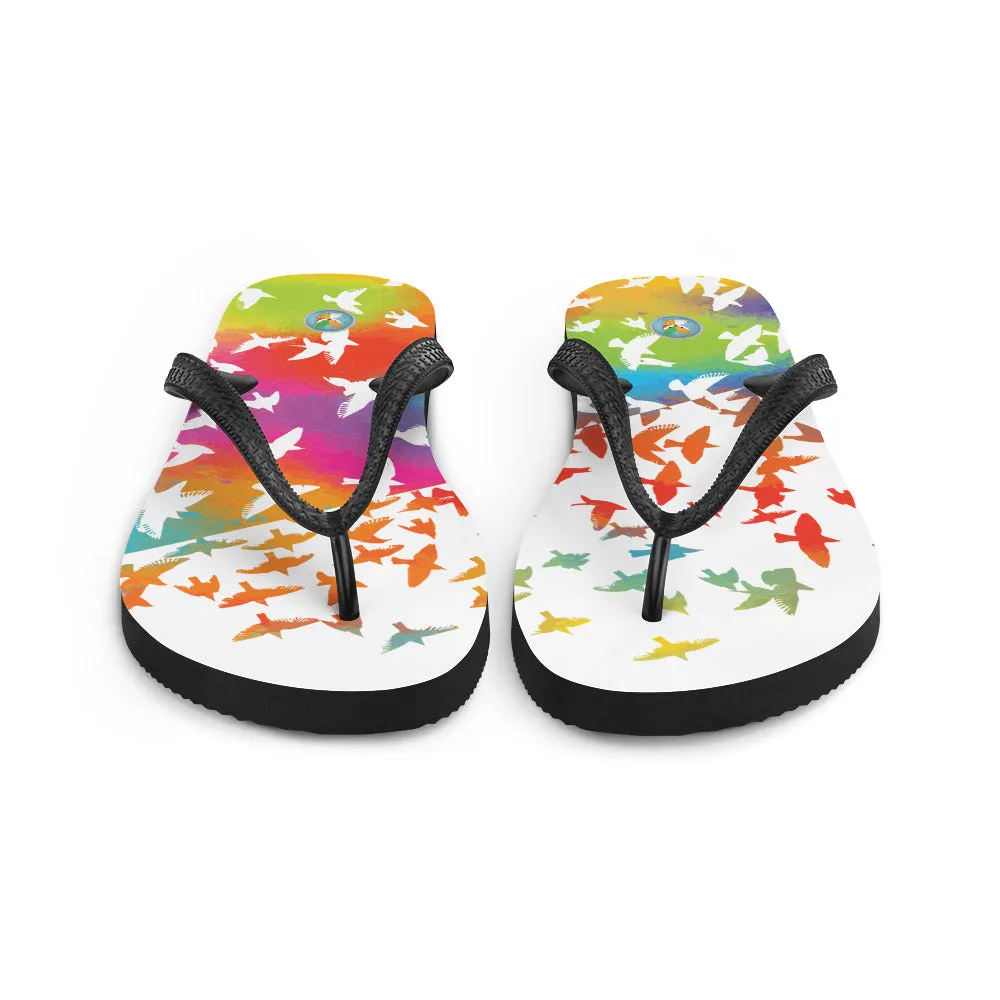 Neon Birds in Flight - Flip-Flops