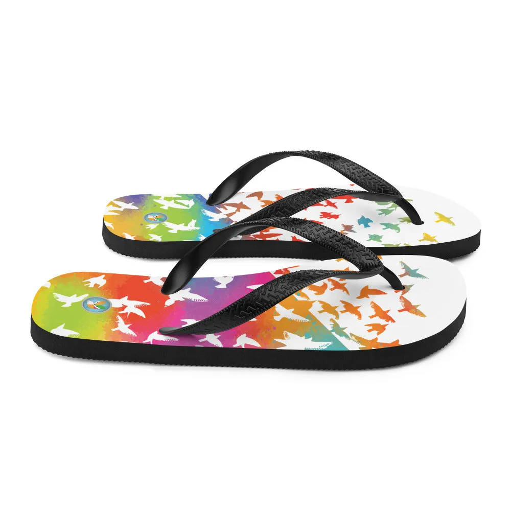 Neon Birds in Flight - Flip-Flops