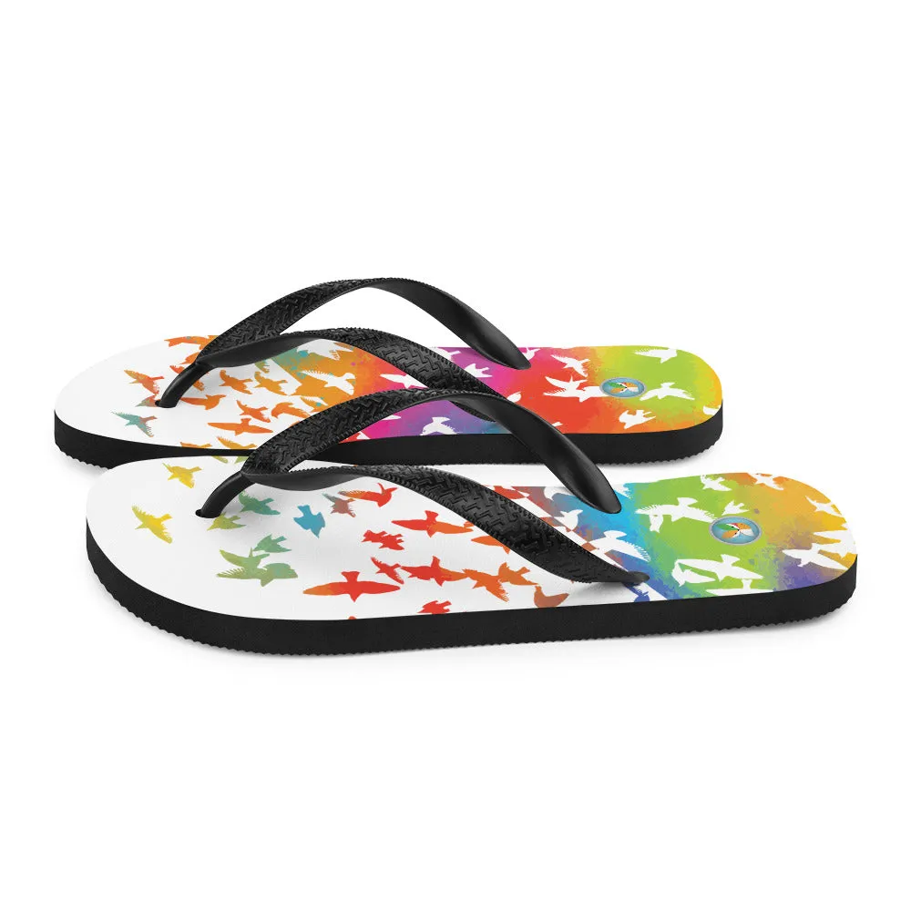 Neon Birds in Flight - Flip-Flops