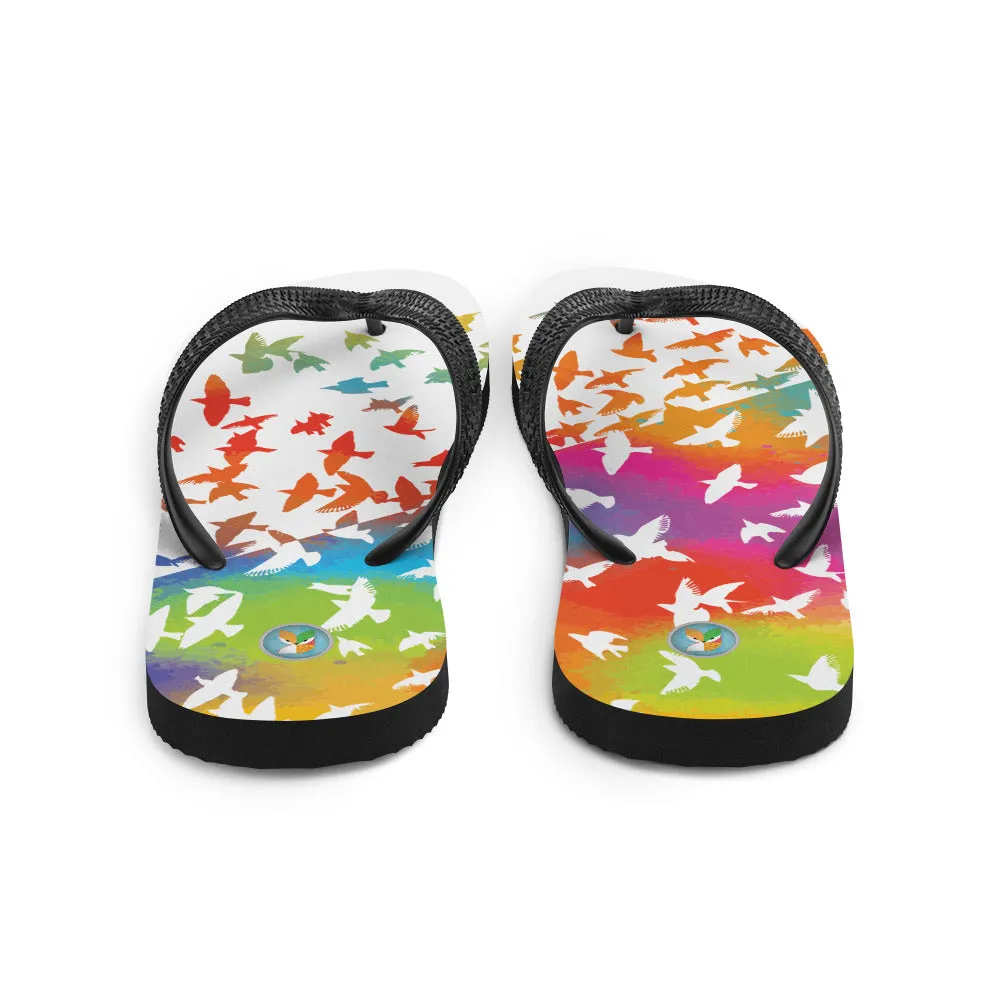Neon Birds in Flight - Flip-Flops