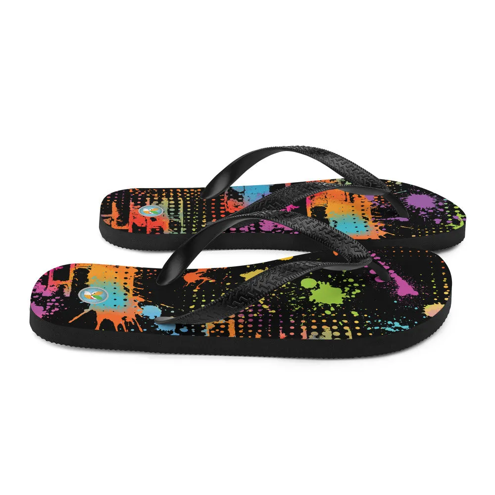 Neon Paint Splotches - Unisex Flip-Flops