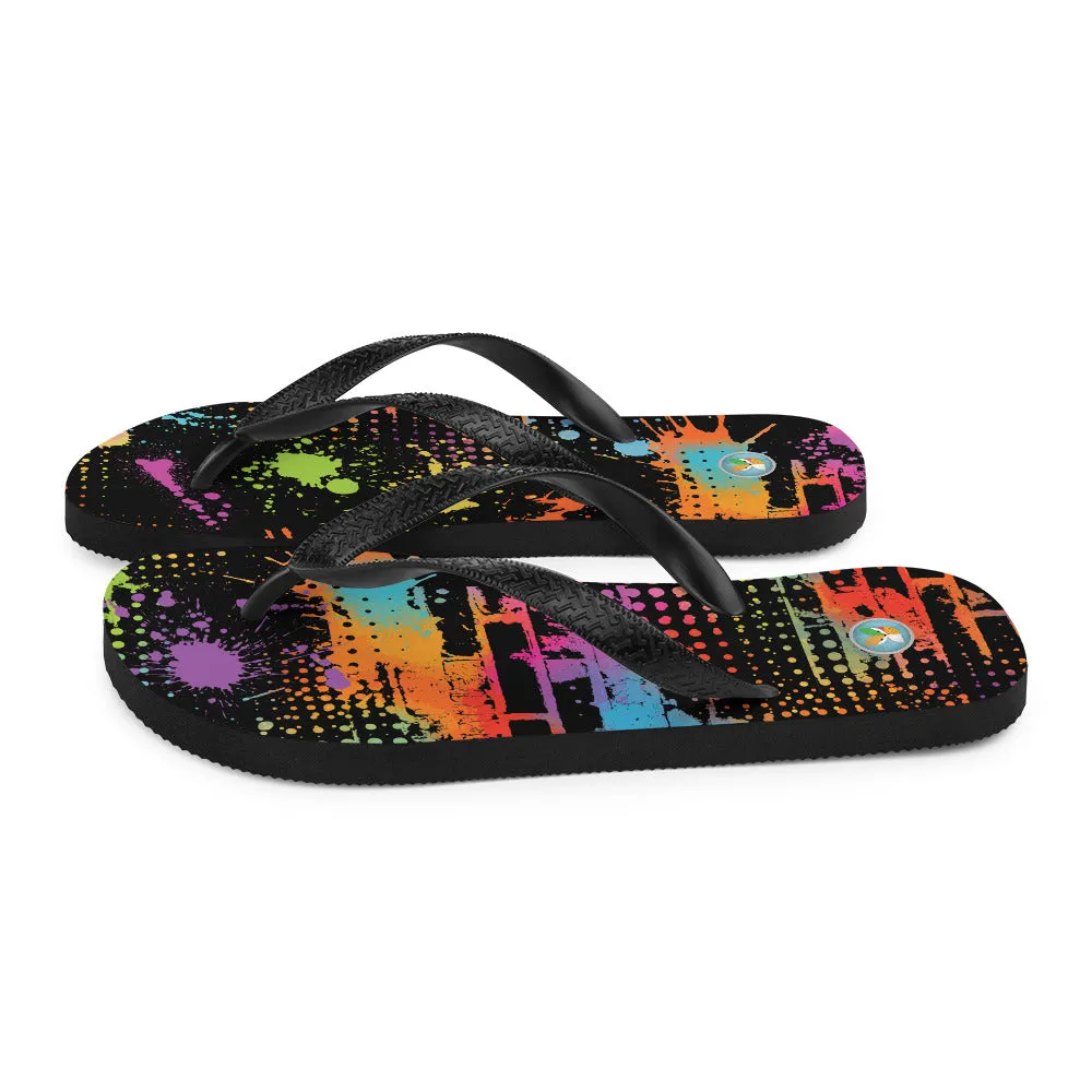 Neon Paint Splotches - Unisex Flip-Flops