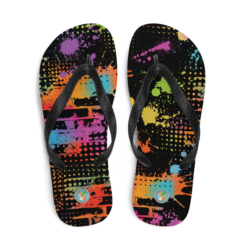 Neon Paint Splotches - Unisex Flip-Flops