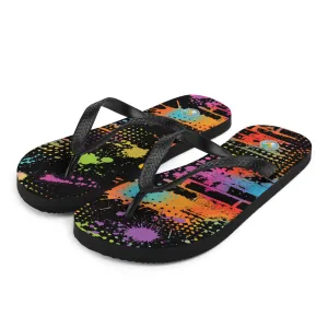 Neon Paint Splotches - Unisex Flip-Flops