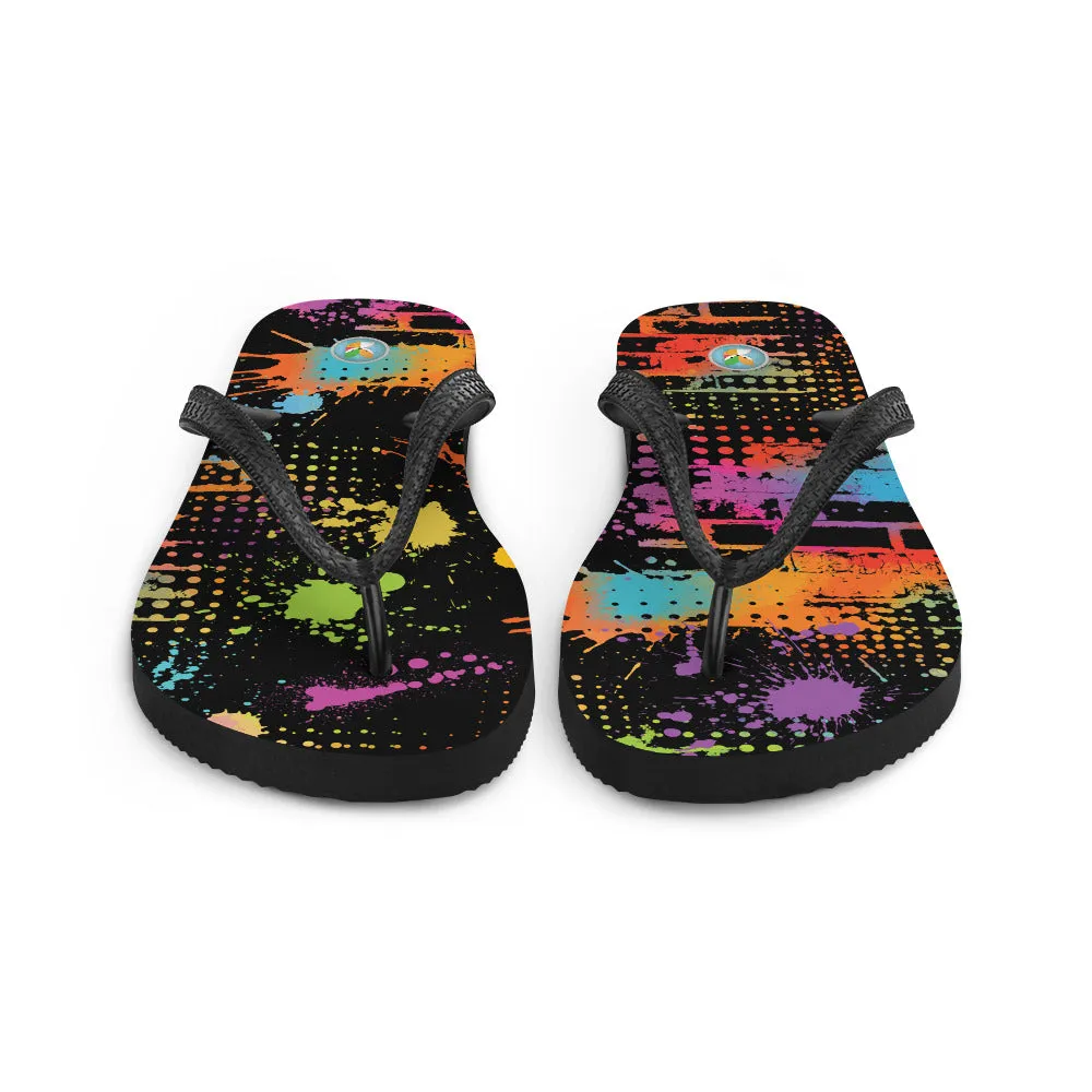 Neon Paint Splotches - Unisex Flip-Flops