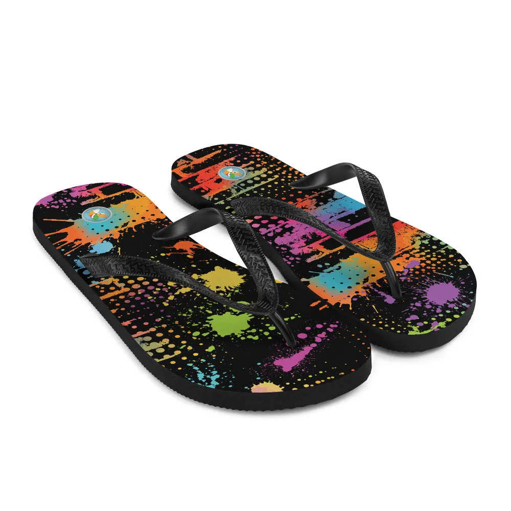 Neon Paint Splotches - Unisex Flip-Flops
